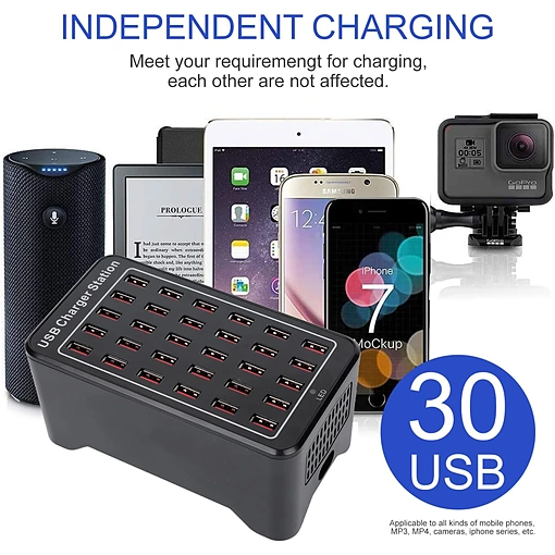 محطة شحن USB متعددة المنافذ بقوة 150 وات (30 أمبير) مع ميزة Smart Detect - صورة 2