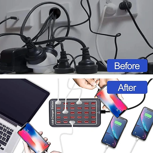 محطة شحن USB متعددة المنافذ بقوة 150 وات (30 أمبير) مع ميزة Smart Detect - صورة 3