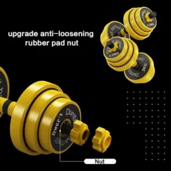 طقم دامبل وبار 2×1 – أثقال تمرين 20 كجم قابلة للتعديل بغطاء واقي - صورة 6