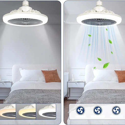 مروحة مع إضاءة LED 2 في 1 بريموت – لمبة مروحة E27 بثلاث سرعات - صورة 7