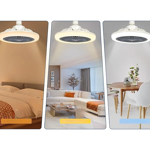 مروحة مع إضاءة LED 2 في 1 بريموت – لمبة مروحة E27 بثلاث سرعات - صورة 8
