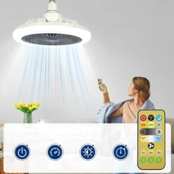 مروحة مع إضاءة LED 2 في 1 بريموت – لمبة مروحة E27 بثلاث سرعات - صورة 9