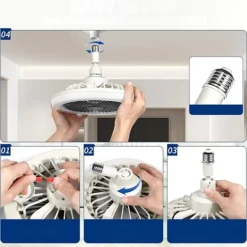 مروحة مع إضاءة LED 2 في 1 بريموت – لمبة مروحة E27 بثلاث سرعات - صورة 11