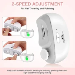 مقص أظافر كهربائي 2 في 1 مع تلميع وإضاءة LED وشحن Type-C - صورة 4
