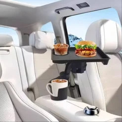 حامل أكواب وصينية طعام للسيارة 360 درجة مع حامل هاتف ومنظم متعدد الاستخدامات - صورة 5
