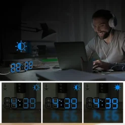 ساعة منبه رقمية ثلاثية الأبعاد بإضاءة LED - صورة 4