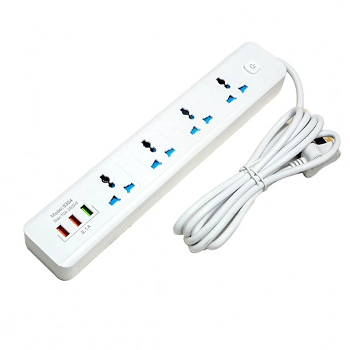 وصلة كهرباء 4 مخارج مع 3 USB بطول 3 متر – حماية من الحمل الزائد - صورة 2