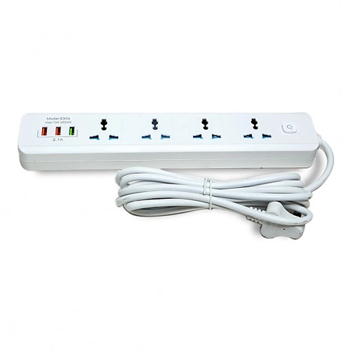 وصلة كهرباء 4 مخارج مع 3 USB بطول 3 متر – حماية من الحمل الزائد - صورة 3
