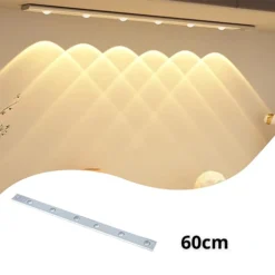 مصباح LED بطول 60 سم مع مستشعر حركة يعمل بالشحن لإضاءة تلقائية