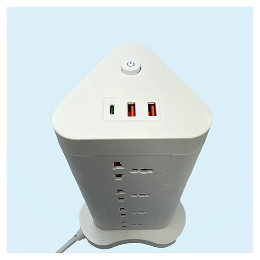 مشترك كهربائي 8 في 1 بقدرة 2500 واط مع USB وType-C وشحن سريع - صورة 2