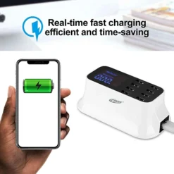شاحن USB مكتبي بـ 8 منافذ وشاشة LED قوة 40 واط مع كابل 1.5 م - صورة 2
