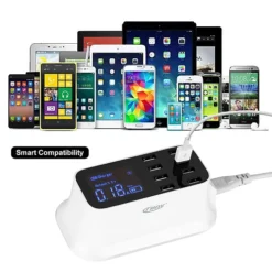 شاحن USB مكتبي بـ 8 منافذ وشاشة LED قوة 40 واط مع كابل 1.5 م - صورة 7