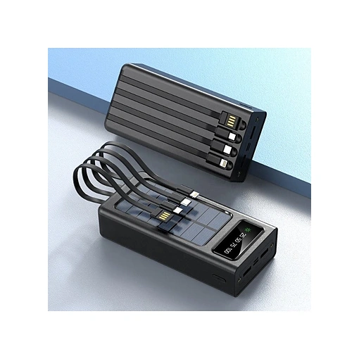 باور بنك يشحن بالطاقة الشمسية 30000mAh مع 4 كابلات مدمجة وشاشة رقمية – Airmez PL09 - صورة 3