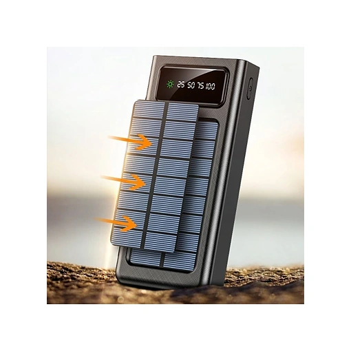 باور بنك يشحن بالطاقة الشمسية 30000mAh مع 4 كابلات مدمجة وشاشة رقمية – Airmez PL09 - صورة 5
