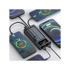 باور بنك يشحن بالطاقة الشمسية 30000mAh مع 4 كابلات مدمجة وشاشة رقمية – Airmez PL09 - صورة 6