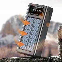 باور بنك يشحن بالطاقة الشمسية 30000mAh مع 4 كابلات مدمجة وشاشة رقمية – Airmez PL09 - صورة 7