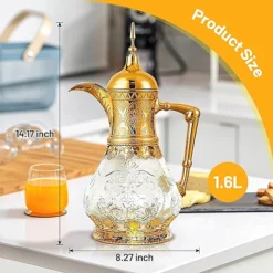 ترمس قهوة عربي حراري 1.6 لتر – إبريق فاخر للمشروبات الساخنة والباردة - صورة 4