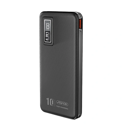 باور بانك بسعة 10000mAh شحن سريع 22.5W مع 4 كابلات مدمجة وشاشة رقمية ASPOR A300PD - صورة 5