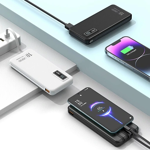 باور بانك بسعة 10000mAh شحن سريع 22.5W مع 4 كابلات مدمجة وشاشة رقمية ASPOR A300PD - صورة 8