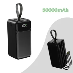 باور بانك 50000 مللي أمبير ASPOR A319 – شحن سريع 22.5 واط + 3 كابلات مدمجة + شاشة LED