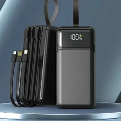 باور بانك 50000 مللي أمبير ASPOR A319 – شحن سريع 22.5 واط + 3 كابلات مدمجة + شاشة LED - صورة 3