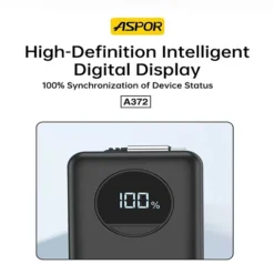 باور بانك بسعة 10000mAh شحن سريع 22.5W مع كابل Type-C قابل للسحب ASPOR A372 - صورة 6