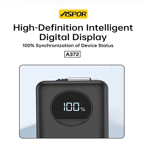 باور بانك بسعة 10000mAh شحن سريع 22.5W مع كابل Type-C قابل للسحب ASPOR A372 - صورة 6