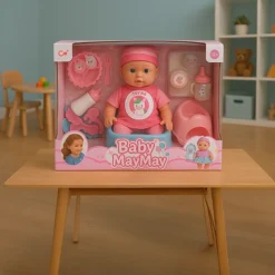 لعبة Baby MayMay مع كرسي تغذية ومستلزمات العناية دمية آمنة وتعليمية للأطفال - صورة 4