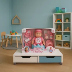 لعبة Baby MayMay مع كرسي تغذية ومستلزمات العناية دمية آمنة وتعليمية للأطفال - صورة 5