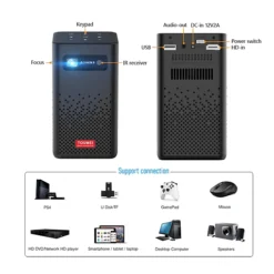 جهاز عرض بروجكتور محمول C900 – DLP ذكي مع بلوتوث بطارية داخلية - صورة 5