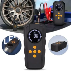 مشغل بطارية سيارة بمنفاخ إطارات وباور بانك 7200mAh