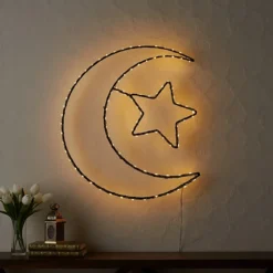 مصباح هلال ونجمة بإضاءة LED دافئة – 3 أوضاع تشغيل