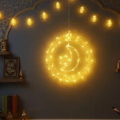 مصباح حلقات هلال ونجمة بإضاءة LED دافئة - صورة 3