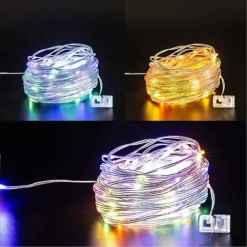 مصباح تخييم ذكي مع ريموت وإضاءة سلسلة 10 متر قابل للشحن بالطاقة الشمسية USB-C موديل D87-2 - صورة 5