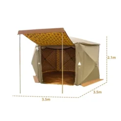 خيمة دسكفري كل المواسم 3.5×3.5 م قماش كانفاس طبقتين مقاومة للماء - صورة 2