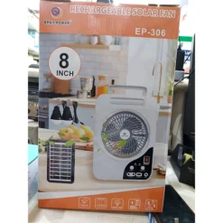 مروحة طاقة شمسية 8 إنش قابلة للشحن 4500mAh مع إضاءة LED و3 سرعات – Easy Power EP-306 - صورة 2