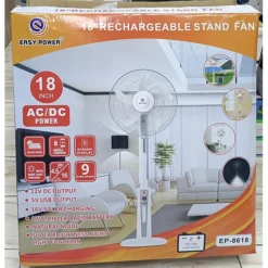 مروحة 18 بوصة ببطارية قابلة للشحن ولوحة شمسية Easy Power EP-8618 للمنزل والرحلات