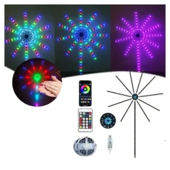 شريط إضاءة LED بشكل ألعاب نارية – مزامنة موسيقى وتحكم ذكي USB