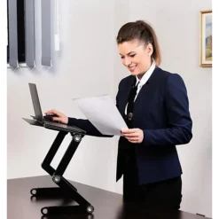 طاولة لابتوب قابلة للطي مع مروحتين USB للتبريد - صورة 4