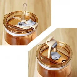 كوب زجاجي مع مصاصة زجاجية وغطاء فلين – 410ml - صورة 3