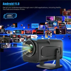بروجكتر ذكي محمول HY320 مع جهاز ألعاب 2 في 1 يدعم 4K و1080P مع واي فاي 6 للسينما المنزلية والاستخدام الخارجي - صورة 4