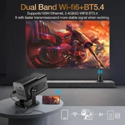 بروجكتر ذكي محمول HY320 مع جهاز ألعاب 2 في 1 يدعم 4K و1080P مع واي فاي 6 للسينما المنزلية والاستخدام الخارجي - صورة 5