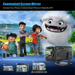 بروجكتر ذكي محمول HY320 مع جهاز ألعاب 2 في 1 يدعم 4K و1080P مع واي فاي 6 للسينما المنزلية والاستخدام الخارجي - صورة 8