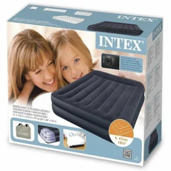 مرتبة نفخ Intex مزدوجة مع وسادة ومضخة مدمجة مريحة وسريعة التحضير 137×191×23 سم - صورة 2