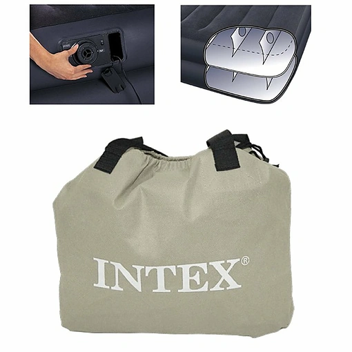 مرتبة نفخ Intex مزدوجة مع وسادة ومضخة مدمجة مريحة وسريعة التحضير 137×191×23 سم - صورة 5