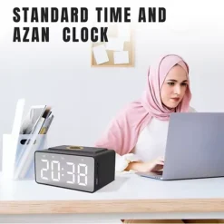ساعة أذان إسلامية مع مكبر صوت للقرآن – 18 قارئ وذاكرة 8G وشاشة LED - صورة 5