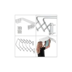 منشر غسيل جداري KADAX قابل للطي – تصميم أكورديون موفر للمساحة بطول تجفيف 4.2 متر - صورة 2