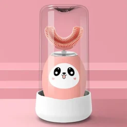 فرشاة أسنان كهربائية U للأطفال – سيليكون غذائي + شحن USB - صورة 2
