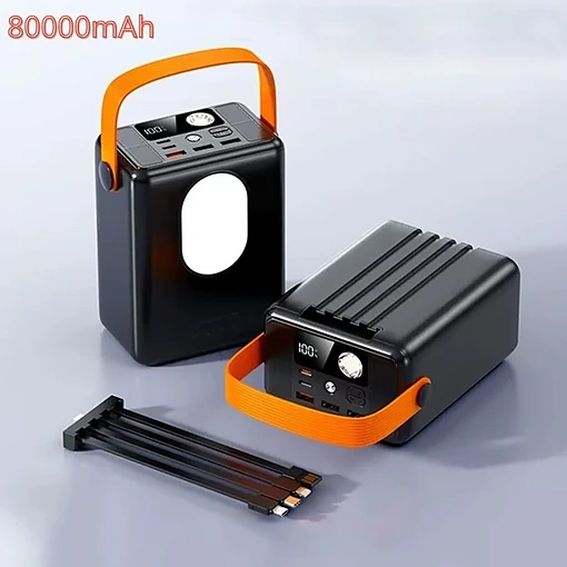 باور بانك كين فال بسعة 80000mAh مع شاشة رقمية و4 كابلات مدمجة