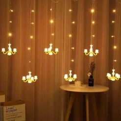 ستارة إضاءة شمعية LED بطول 2.5 متر – 6 حوامل